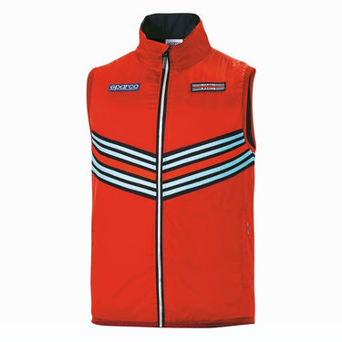 Sparco Red racing vest with black and blue stripes on a white background